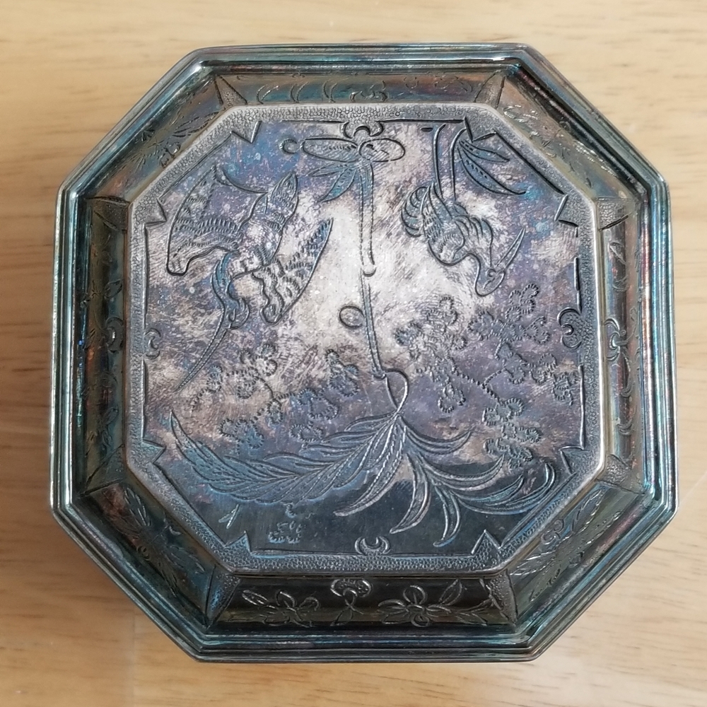 ✅Vintage Porugal Silver Tone Engraved Met Box #1149, B25 - Picture 10 of 16